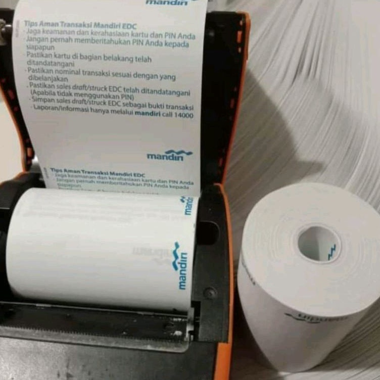

Sekarang Keren Kertas Kasir Thermal struk edc mandiri ukuran 5758x4 full tanpa Coreless paket 1 pack isi 1 rollpcs