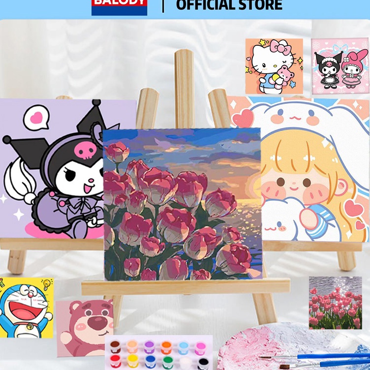

Dijamin Ada BALODY Paint By Number 2x2cm Kit Kartun DIY Painting Kit Canvas Paint By Number Digital Melukis