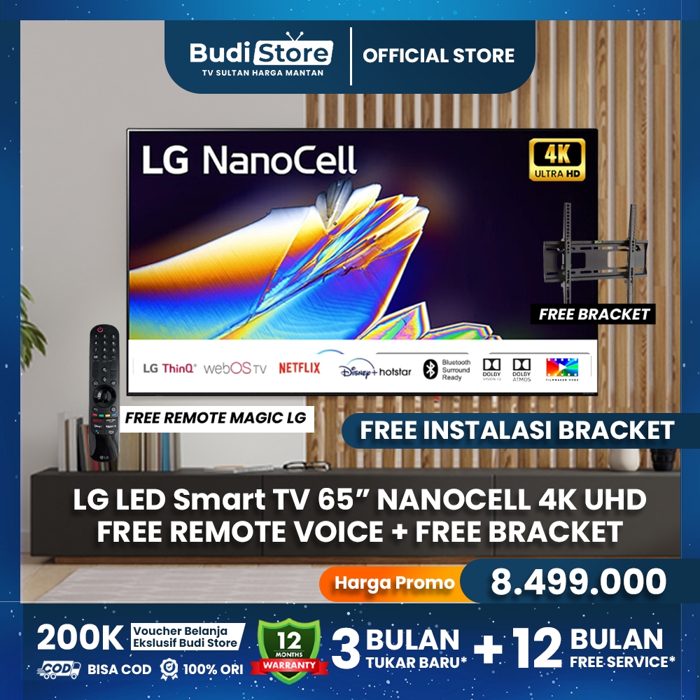 LG SMART TV 65NANO91TNA SMART TV UHD 4K 65 INCH 100% Original with Dolby Vision™ Dolby Atmos®