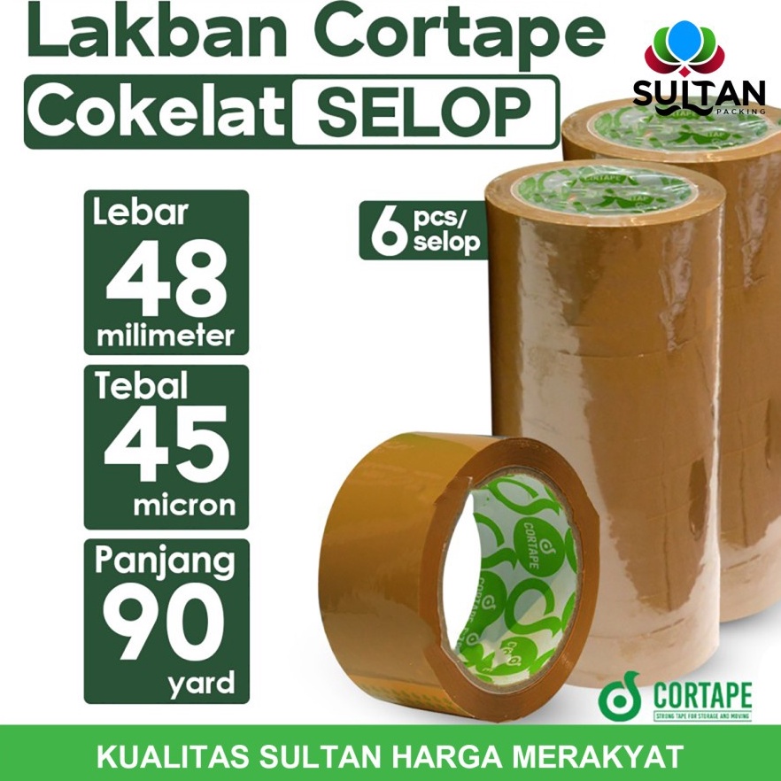 

KODE A6E2 Lakban Cortape Coklat 48 mm x 9 yard Setara Daimaru 1 Selop