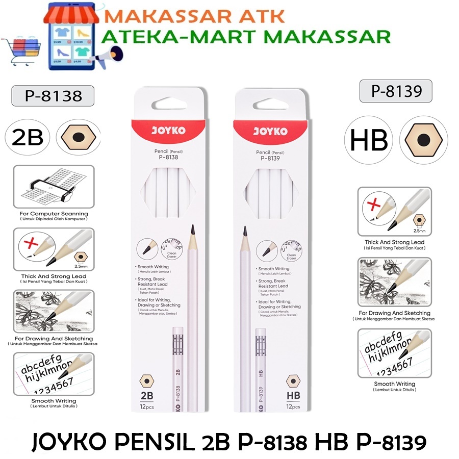 

[BOX/12PCS] JOYKO PENSIL 2B P-8138 HB P-8139