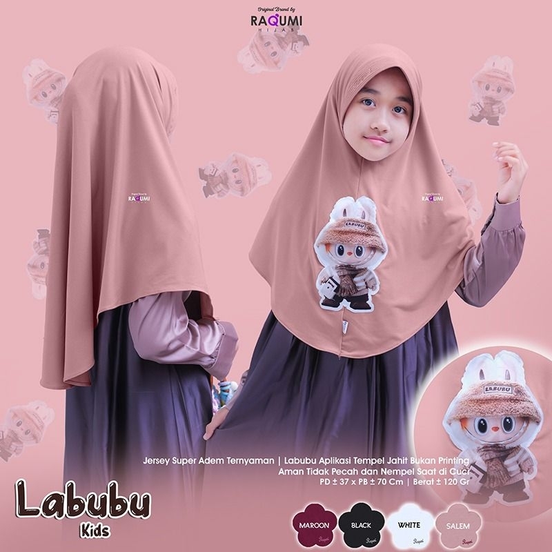 LABUBU KIDS BRAND ORI BY RAQUMI // HIJAB KIDS // HIJAB ANAK LUCU // HIJAB MOTIF KARAKTER