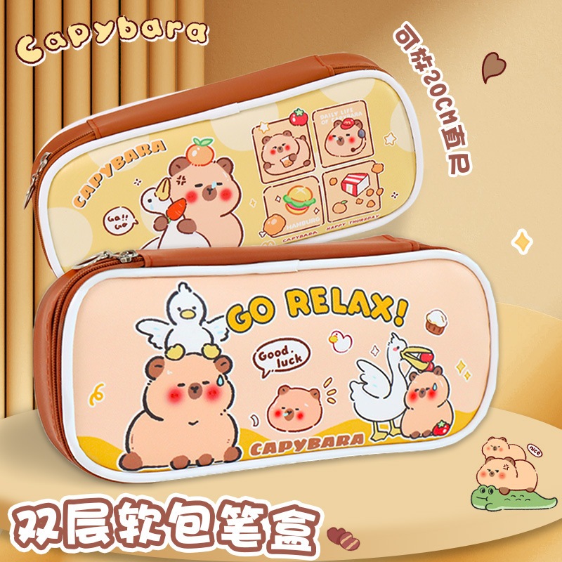 

Kotak Pensil Capybara PU Capybara Pencil Case Tempat Pensil Kapibara