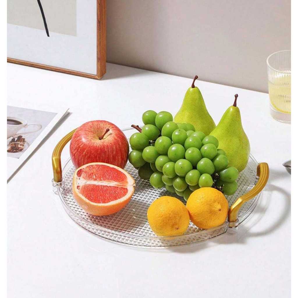 Nampan Tatakan Buah Mewah Aesthetic Meja Makan Prasmanan Besar Plastik Transparan