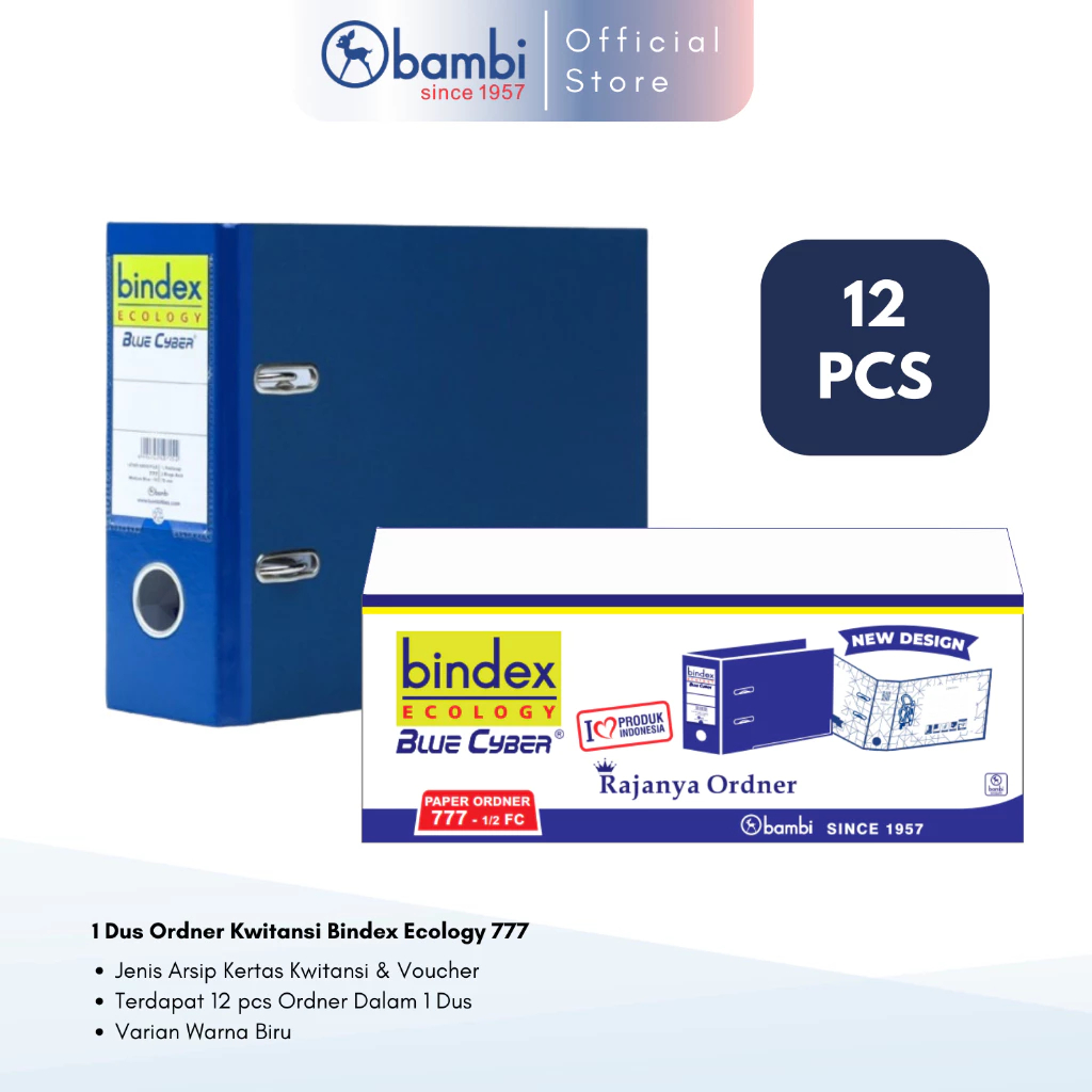 

1 DUS Bindex Ecology Ordner Voucher JUMBO SIZE 75 mm Paper Lever Arch File kode 777 - Medium Blue