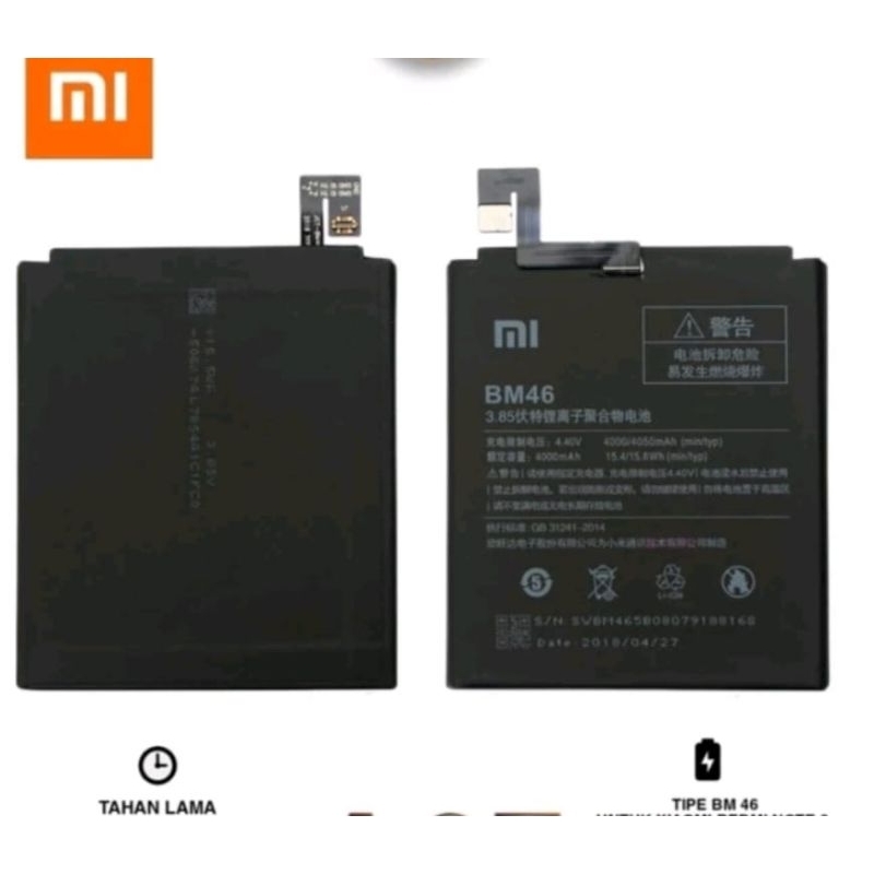 Baterai Xiaomi BM46 Baterai Redmi Note 3 Batre Redmi Note 3 Pro