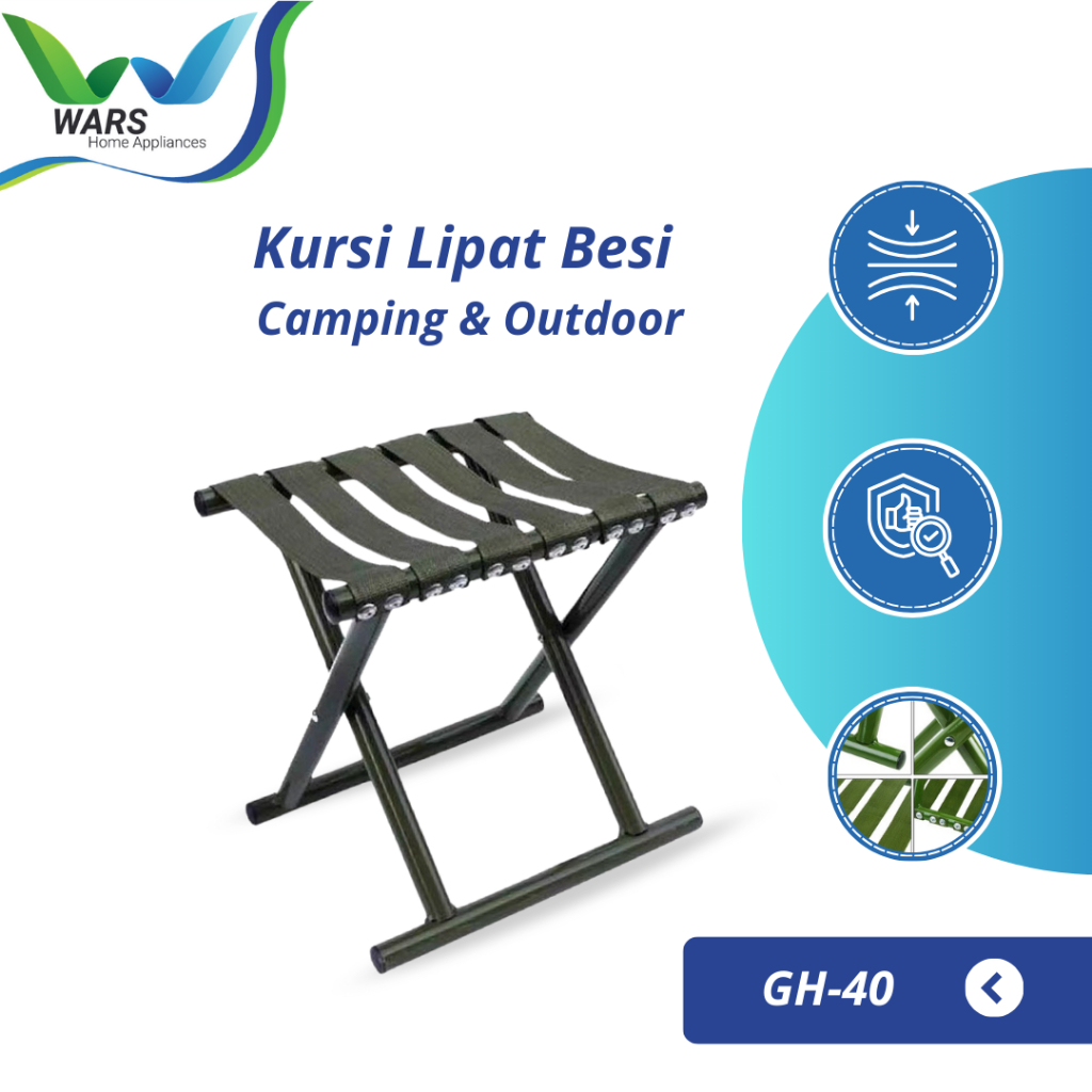 WARS Striped Folding Chair Kursi Lipat Besi Outdoor Camping/Mancing Kain Nylon Bergaris-GH-40