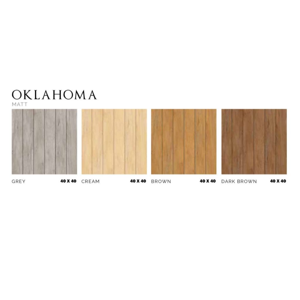 ASIA TILE FLOOR TILE OKLAHOMA MATT GREY, CREAM, BROWN, DARK BROWN 40X40