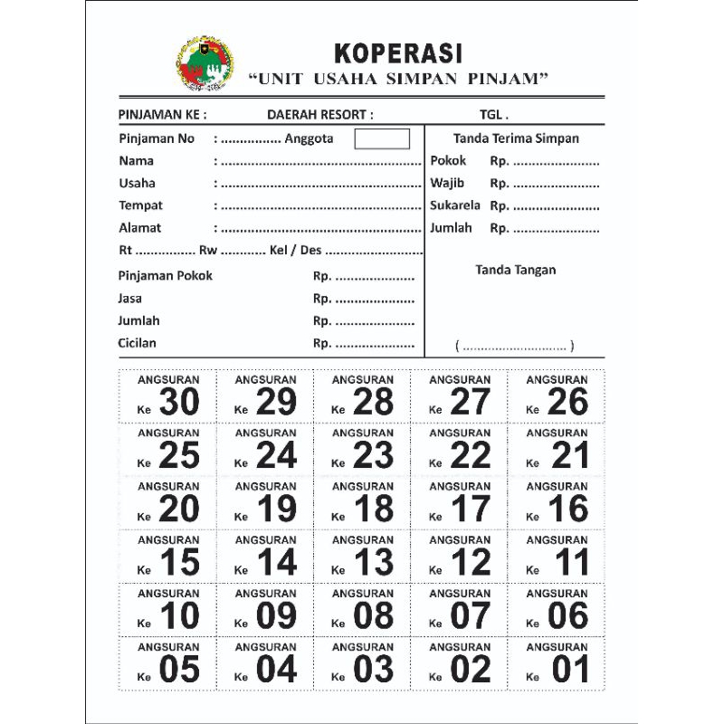 

kartu angsuran KOPERASI