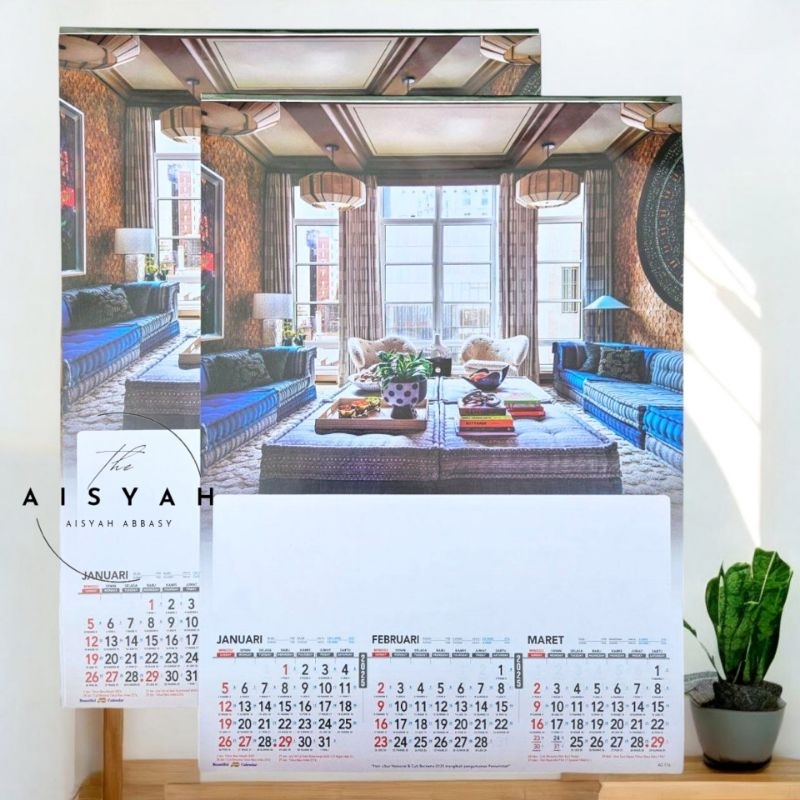 

Kalender tahun 2025 interior AO 116 4 lembar 3 bulanan ukuran 38 x 54 cm(terima castume cetak merek)