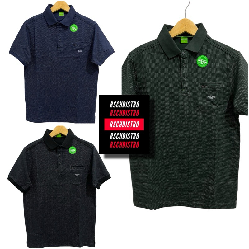 Kaos Kerah Fashion Pria HUGO CLASS Original Poly Motif Bintik PEZPAK #1 M-XXL (Kancing)