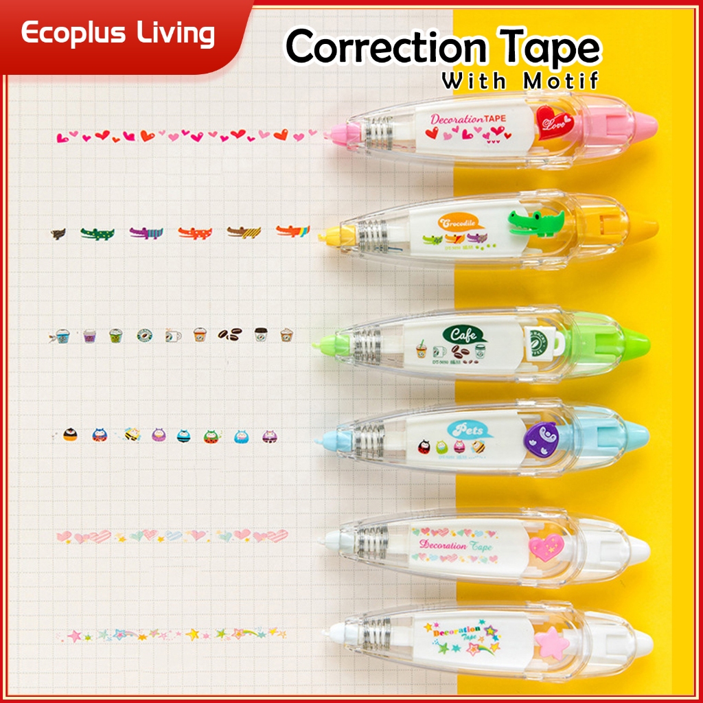 

Correction Tape Aneka Bentuk Buah Heart Star Panda Coffee Sationery ATK