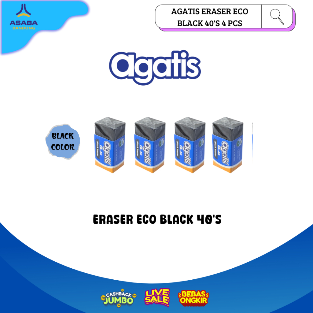 

Asaba Bandung - AGATIS ERASER ECO BLACK 40’s - SET 4 / PENGHAPUS