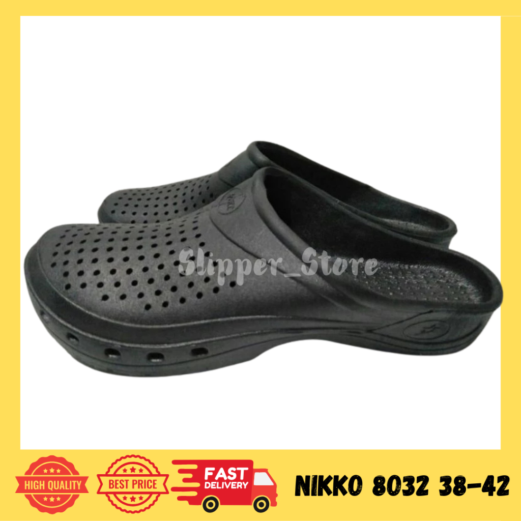 NIKKO 8032 SEPATU SANDAL SELOP KARET HITAM PRIA DEWASA NIKKO 8032 / SANDAL CROCS / SANDAL SELOP / SE