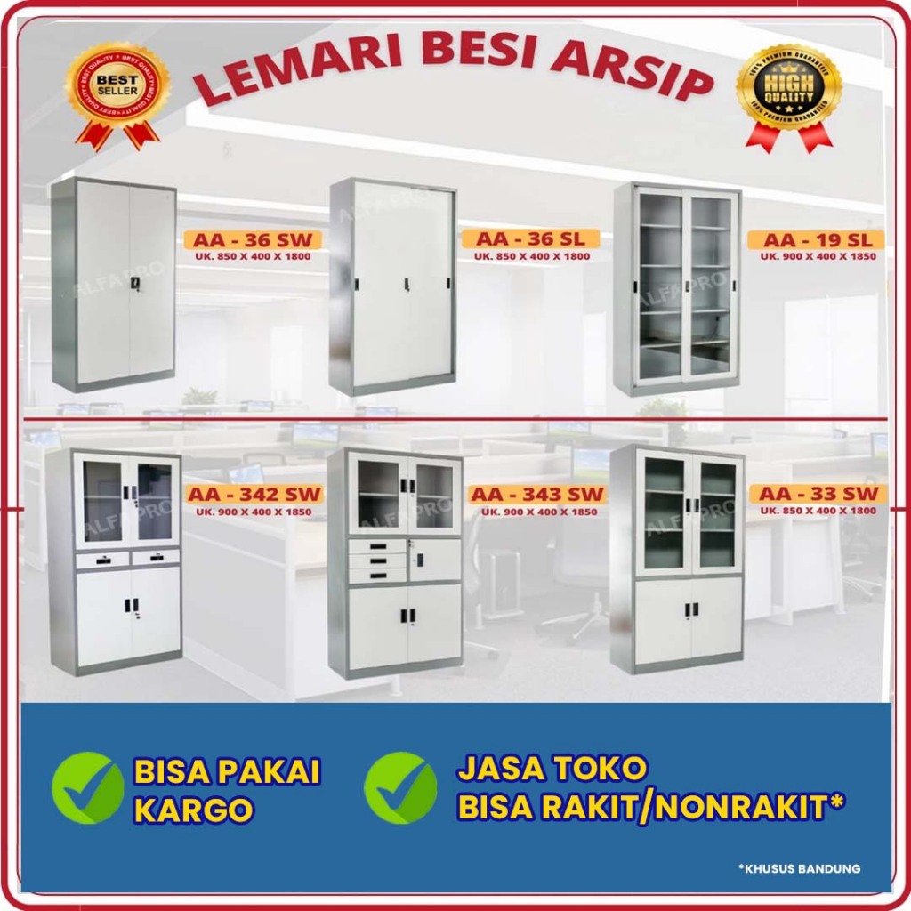 Lemari Arsip Besi - Lemari Berkas Kantor - Lemari Besi 2 Pintu 3 Pintu
