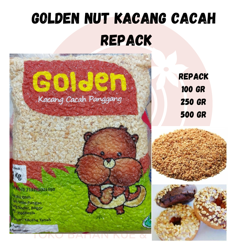 

Golden Nut kacang cacah sangrai/ kacang cacah/topping donut/kacang cacah repack 500gr