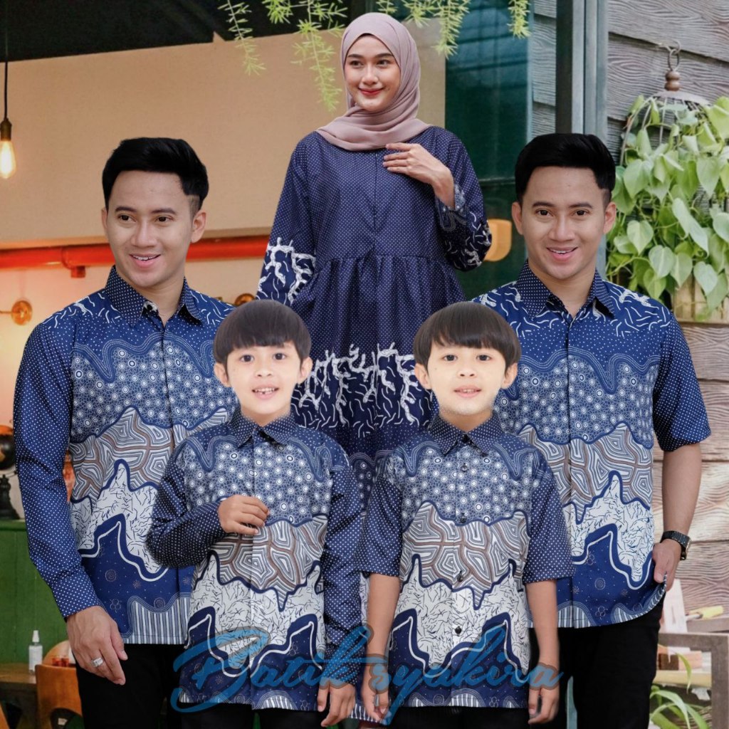 BATIK SYAKIRA TERBARU Couple sweet | BATIK BANYU DENIM | Batik Biru Denim couple batik ayah dan Bati