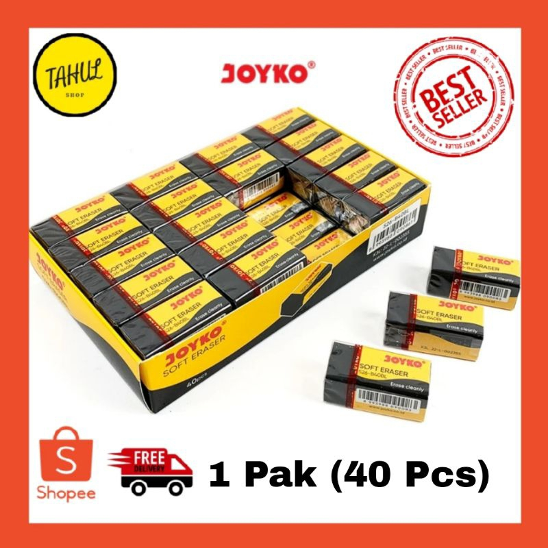 

(40 PCS / 1 PAX) Penghapus Pensil Joyko B 40 Kecil isi 40 Pcs / Eraser B40 BL Hitam / Stip Pencil B40 Hitam ( 1 Pak )