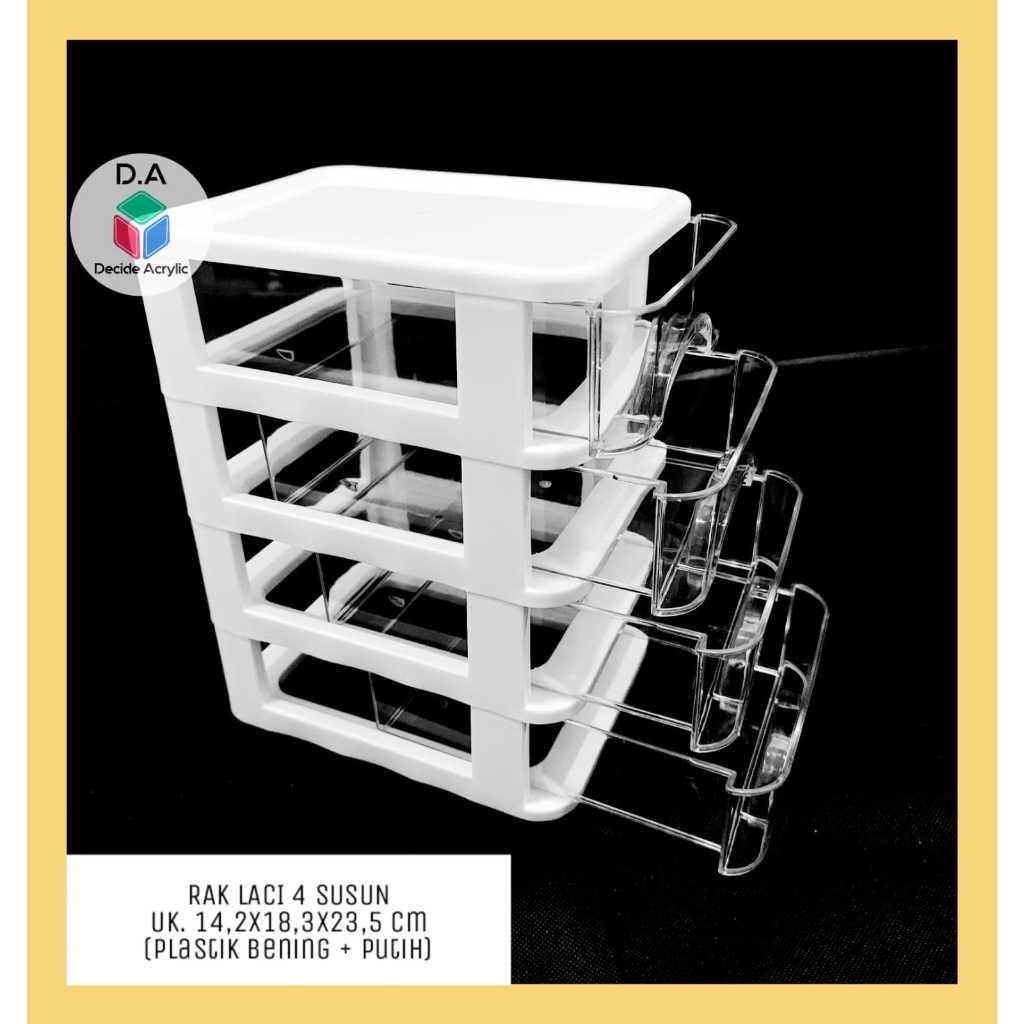 Decide Acrylic Akrilik Plastik Organizer Rak Laci 4 Susun Tempat Penyimpanan Make Up / Kosmetik / Ma