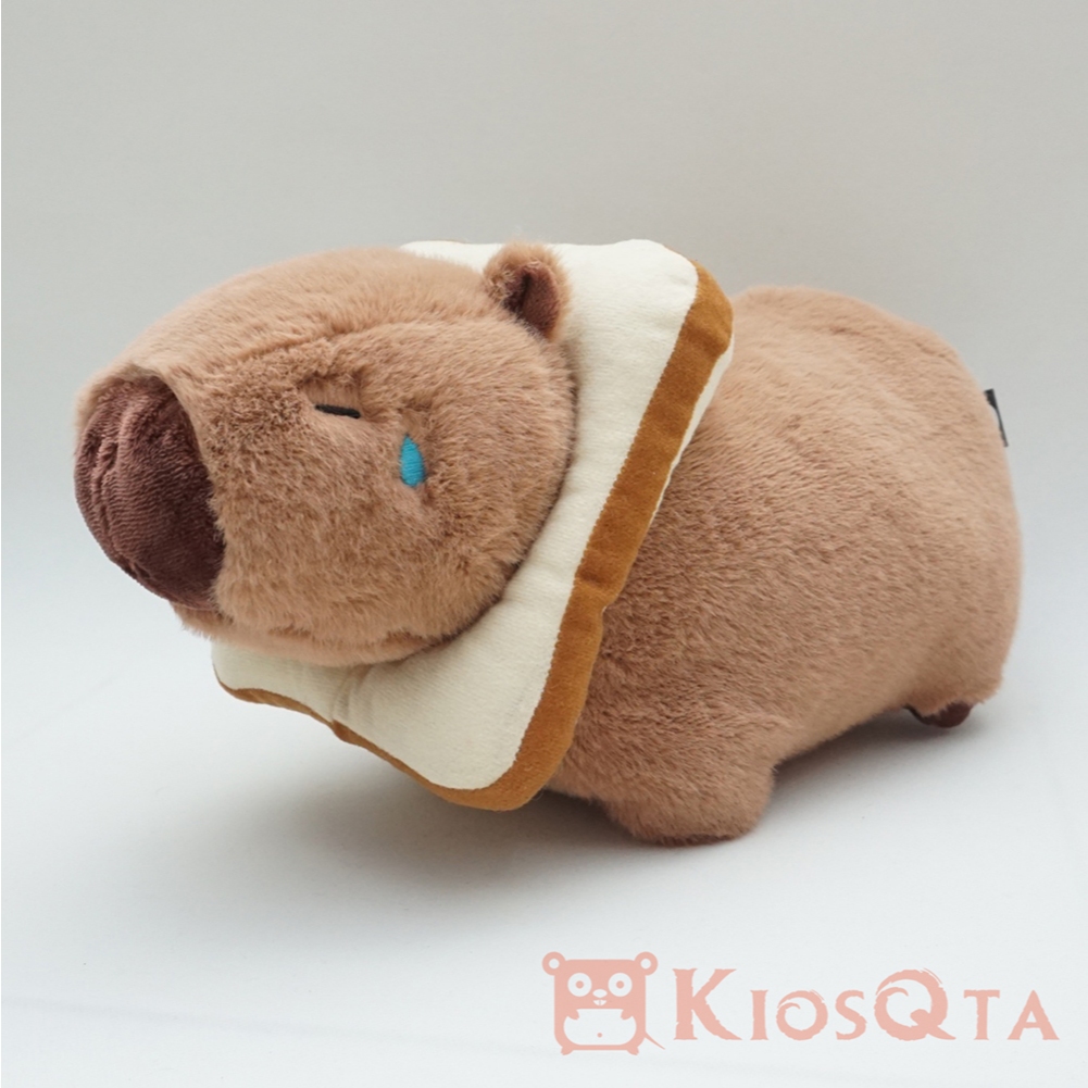 boneka capybara marmut raksasa coklat pakai kalung roti tawar