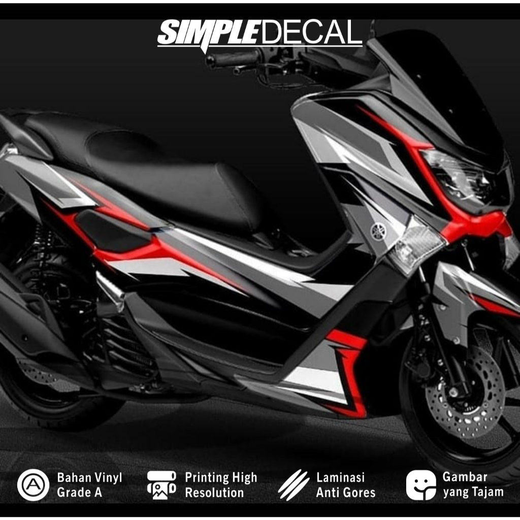 Decal stiker nmax lama fullbody new motif grafis merah silver stiker decal custom motor nmax lama
