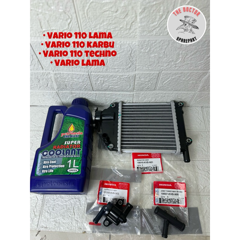 Paket Radiator(KVB)+Air Radiator+Termostat+Selang Radiator Buat motor Vario Karbu, vario 110 karbu, 