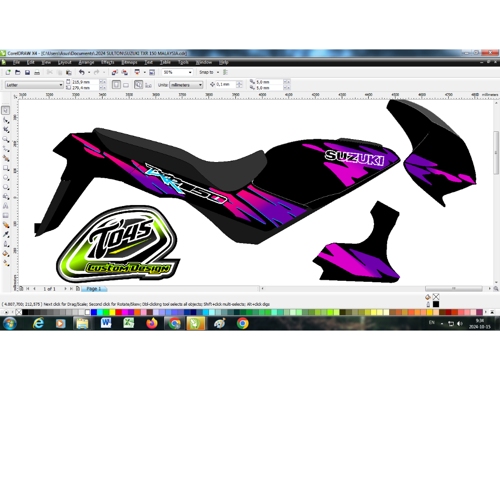 Sticker striping suzuki TXR 150 Malaysia