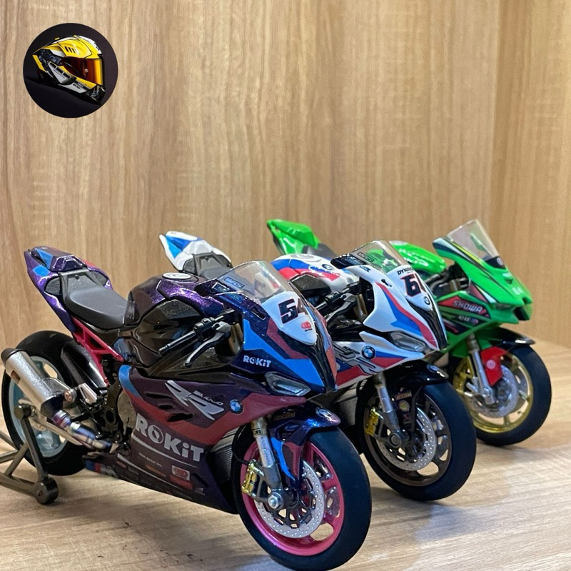 custome bike bmw M1000 toprak wsbk miniatur motor skala 1/12 welly