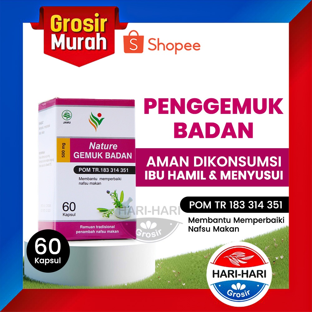 Obat Gemuk Badan Permanen Bpom NATURE Original Isi 60 Kapsul Penggemuk Badan Bumil Dan Busui