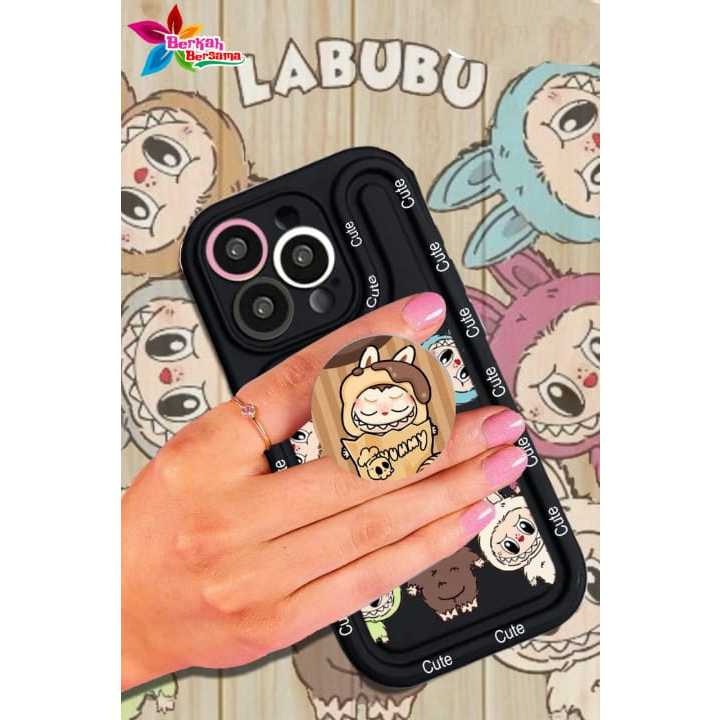 SSP007 Paket Hemat Popsocket + Labubu Double Side Case Cute Silikon Softcase Casing Hp Compatible Fo