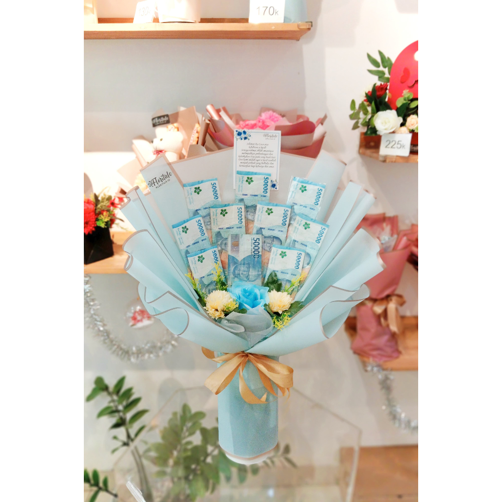[READY] Bouquet Money Roll / Bucket uang Asli
