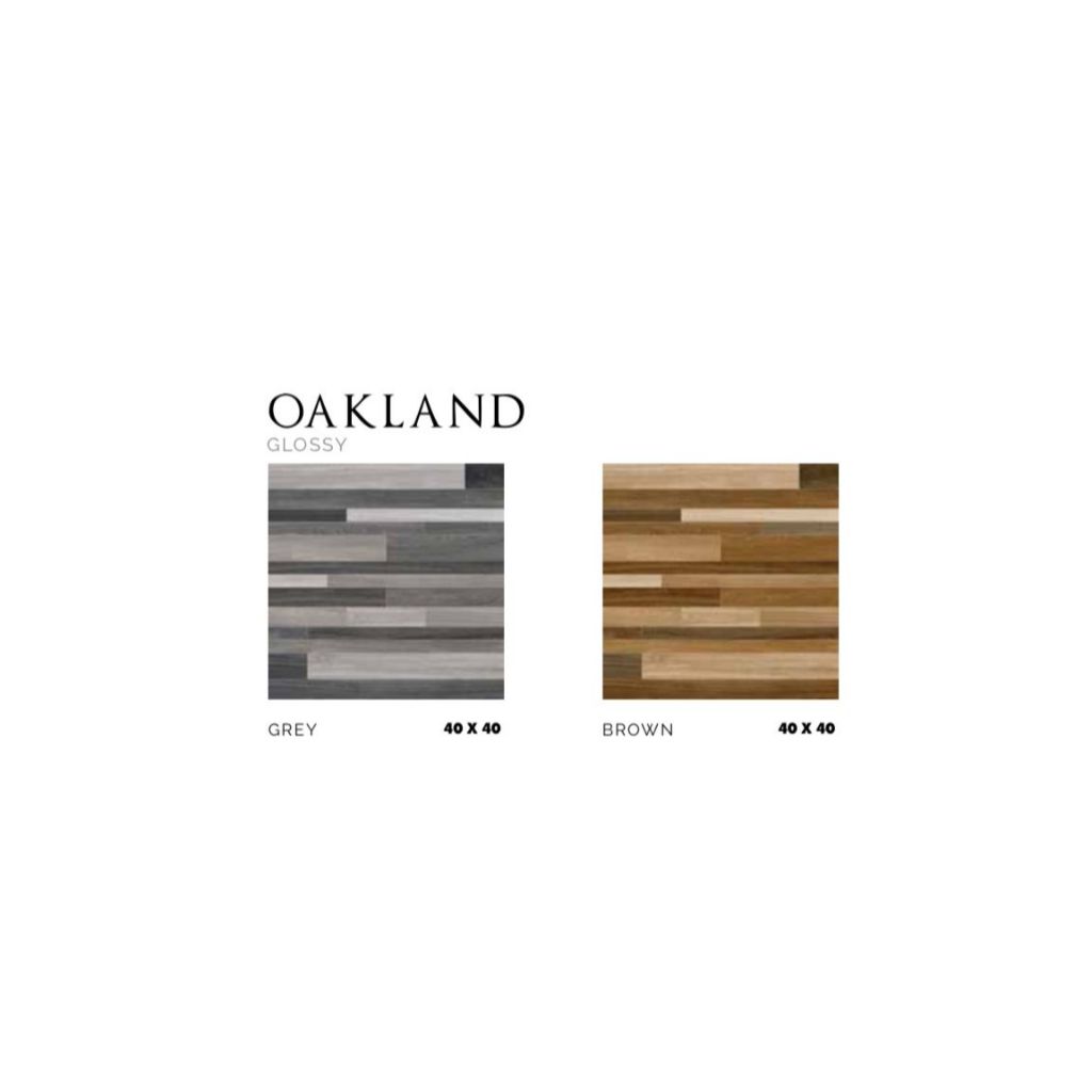 ASIA TILE FLOOR TILE OAKLAND GLOSSY GREY & BROWN 40X40