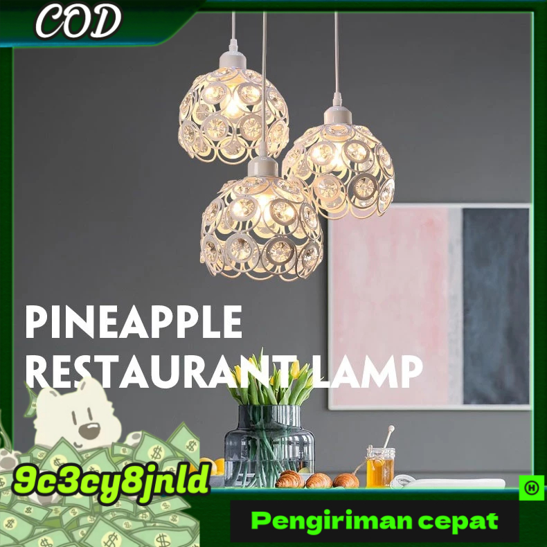 Lampu Hias Industrial Putih Fullset Lampu Gantung Kristal Lampu Teras Minimalis Depan Rumah Lampu Le