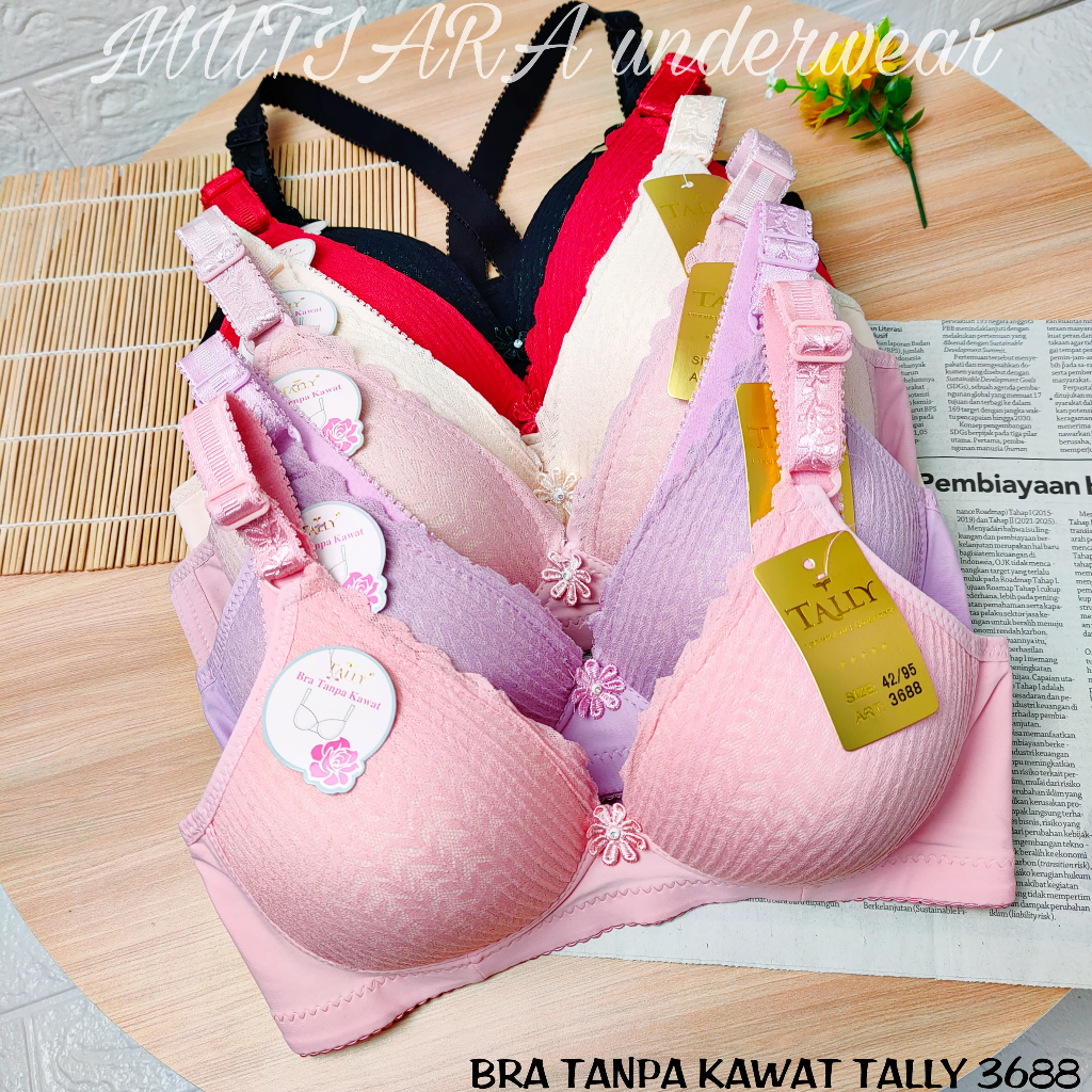Bra Brokat Tanpa Kawat TALLY 3688 Ukuran 36-42 Cup B-C / BH Tanpa Kawat TALLY Brokat Cup Besar