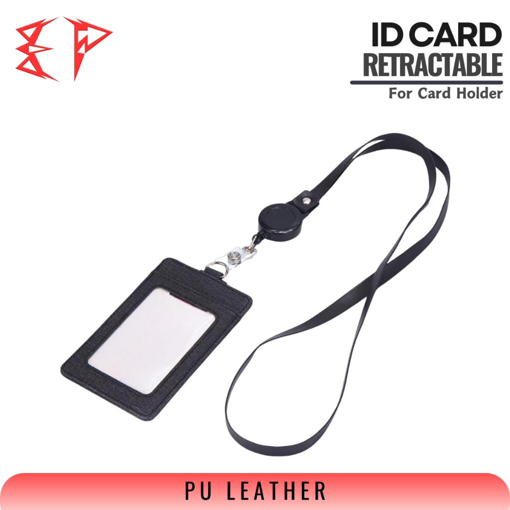 

ID Card Holder Vertical PU Leather TD7802 TRIPLEDI Kalung Dompet Pelindung Kartu Identitas Cover 3 Slots Retractable Lanyard Buckle