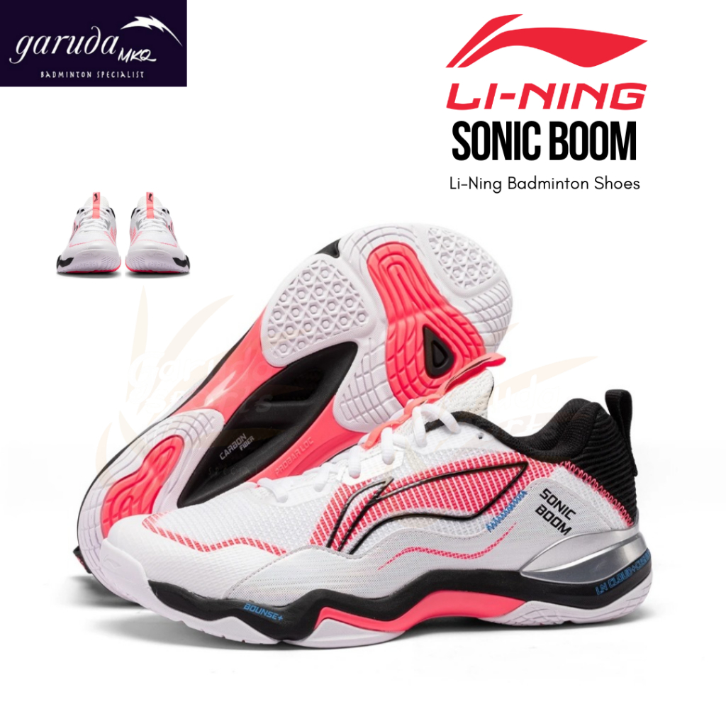 SEPATU BADMINTON LI-NING Sonic Boom / Badminton Shoes Lining Sonic Boom Unisex Low-Top White/Pink Bl