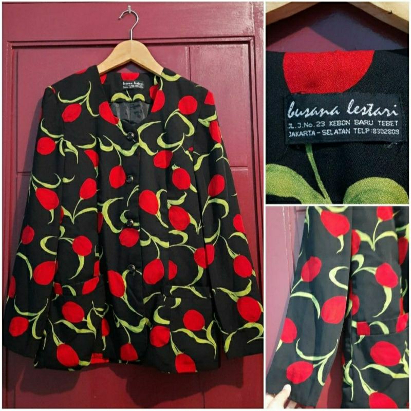 BUSANA LESTARI kemeja blazer motif bunga / motif bunga mawar / motif bunga tulip / motif cherry / bl