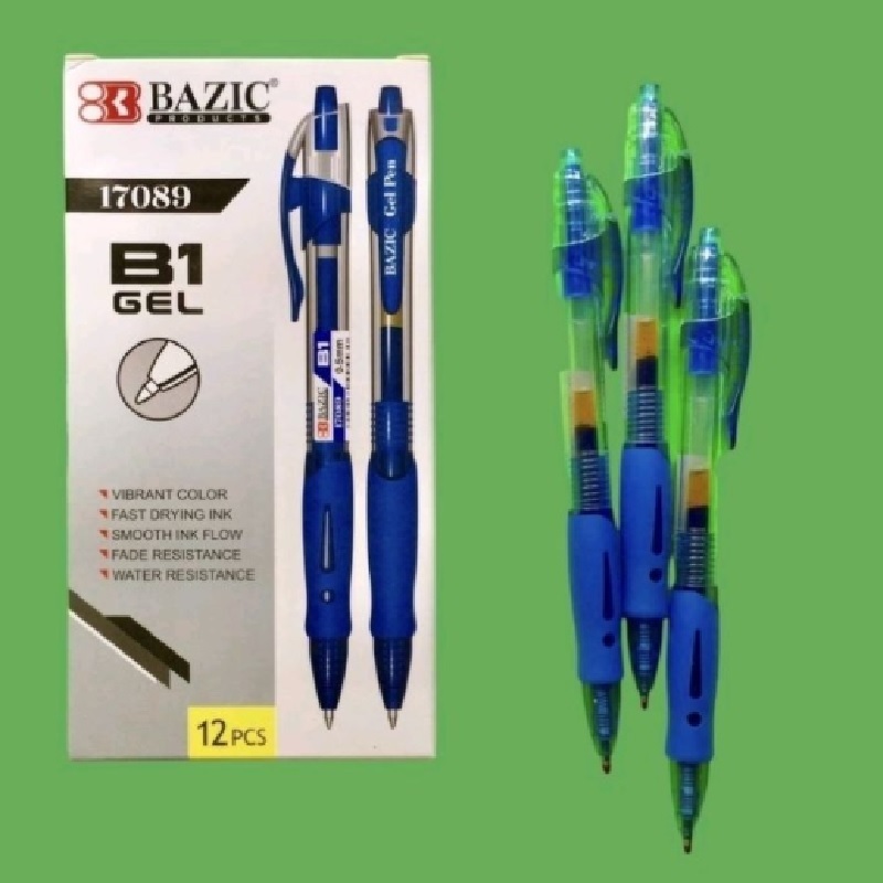 

Ballpoint BAZIC Gel Hitam / 0.5 mm / Ballpoint Gel Kenko / Pena Cair / biru