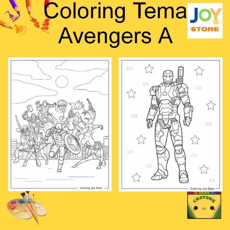 

Kertas Gambar Mewarnai ukuran A4 dan A5 150 gsm - Coloring Paper Tema Avengers A / Superhero / Hero Toko Joy Store