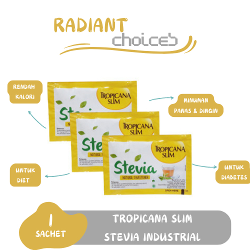

[1 Sachet] Tropicana Slim Sweetener Stevia Industrial100 sachet - Pemanis Alami untuk Batasi Gula