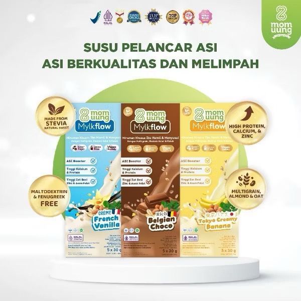MOM UUNG SUSU ASI BOOSTER MYLKFLOW  | SUSU PELANCAR ASI ALMOND,DAUN KELOR,DAUN KATUK