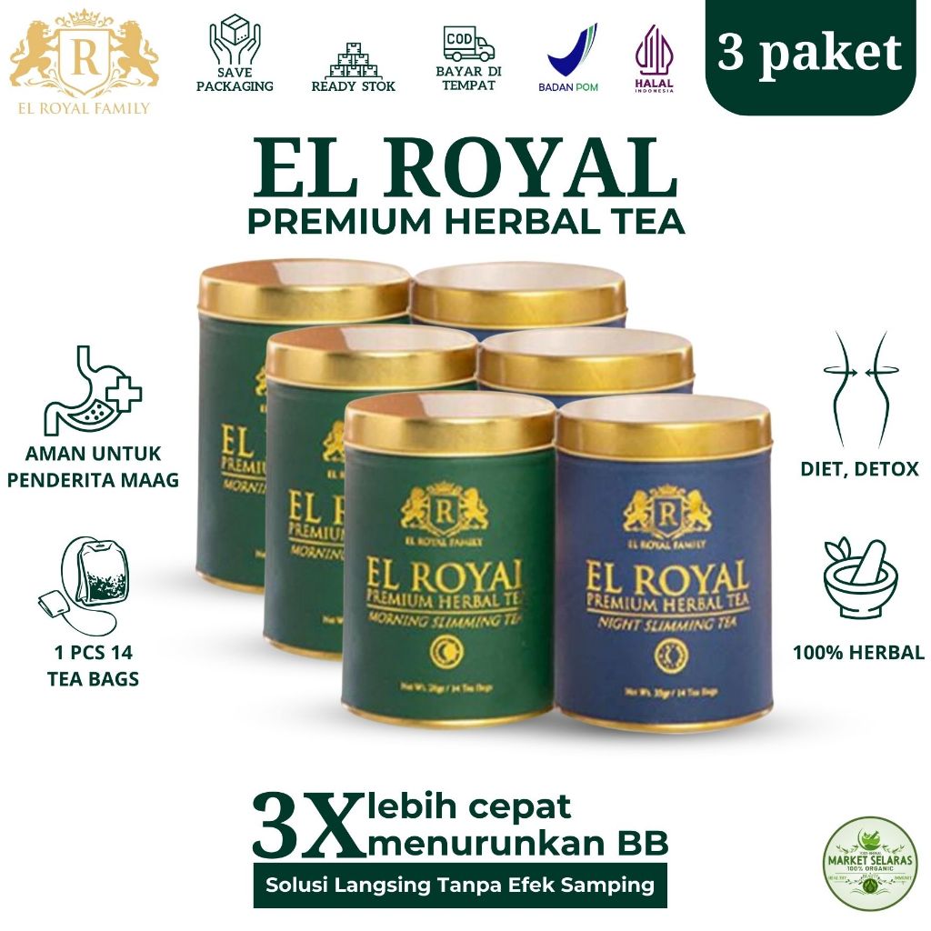 

El Royal Premium Herbal Tea - Teh Celup 3x Lebih Cepat Menurunkan BB - Morning & Night Tea