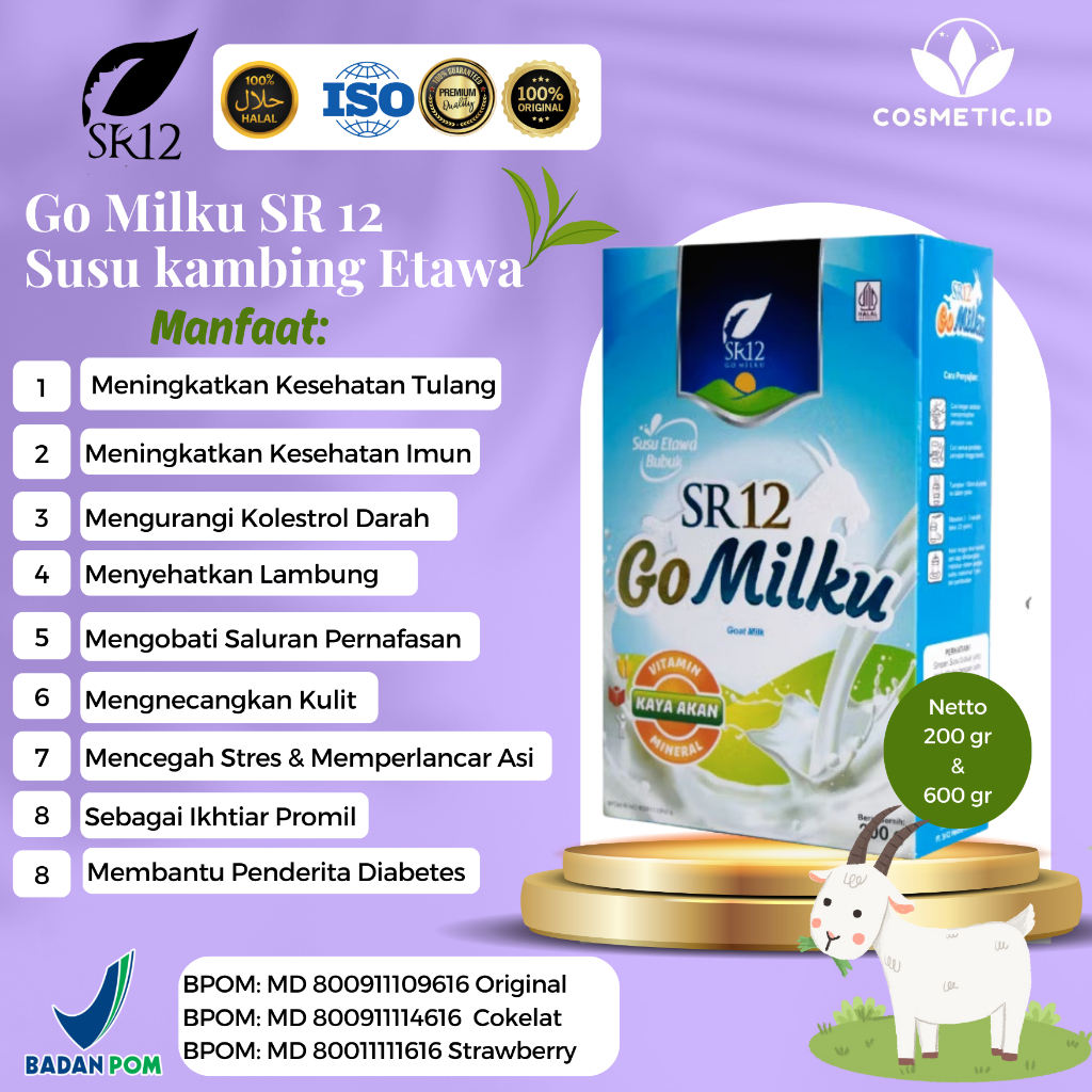 

Go Milku SR12 Halal Susu Kambing Etawa Premium Meningkatkan Kesehatan Imun Aman Bumil Busui Original
