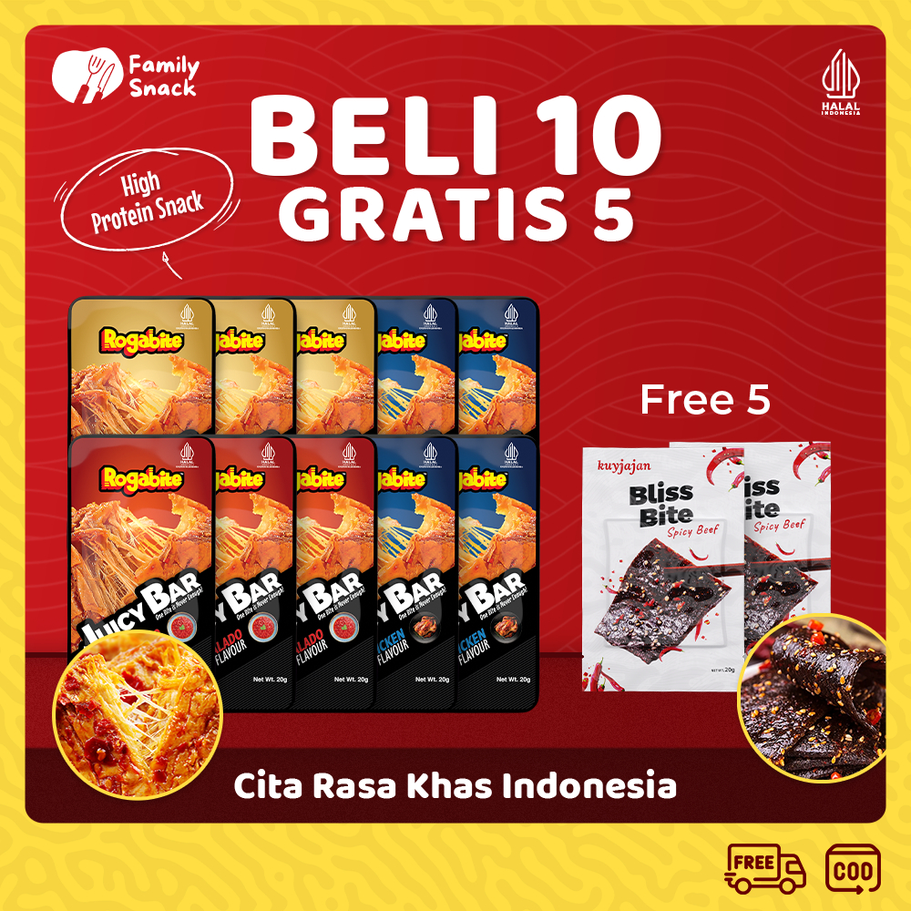 

Family Snack - [Halal] [Buy 10 Get 5] Juicy Bar Free Bliss Bite | Snack Bundle | Camilan Makanan Ringan Tinggi Protein