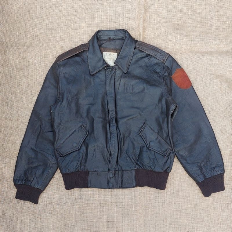 Korean Army Vintage Leather Flight Jacket Bomber Pilot Jaket Kulit Classic Retro Rugged Style Milita