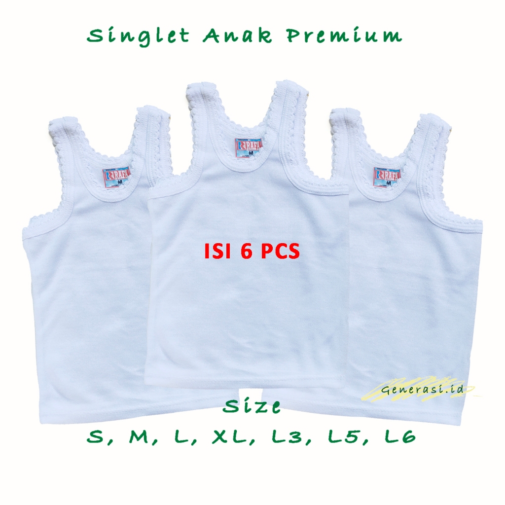 ISI 6 PCS KAOS SINGLET ANAK RAFA | KAOS DALAM ANAK MURAH | SINGLET ANAK CEWEK COWOK | BAHAN PREMIUM