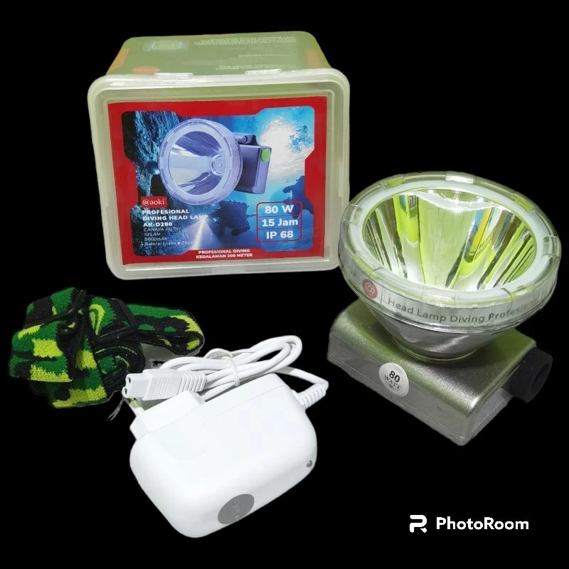 COD Senter kepala selam aoki AK-D280 80watt IP68 senter diving senter LED cahaya super terang