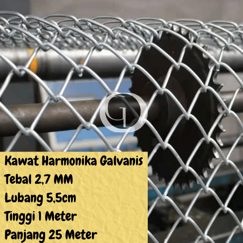 kawat harmonika galvanis 2,7mm lubang 5,5cm 1x25m