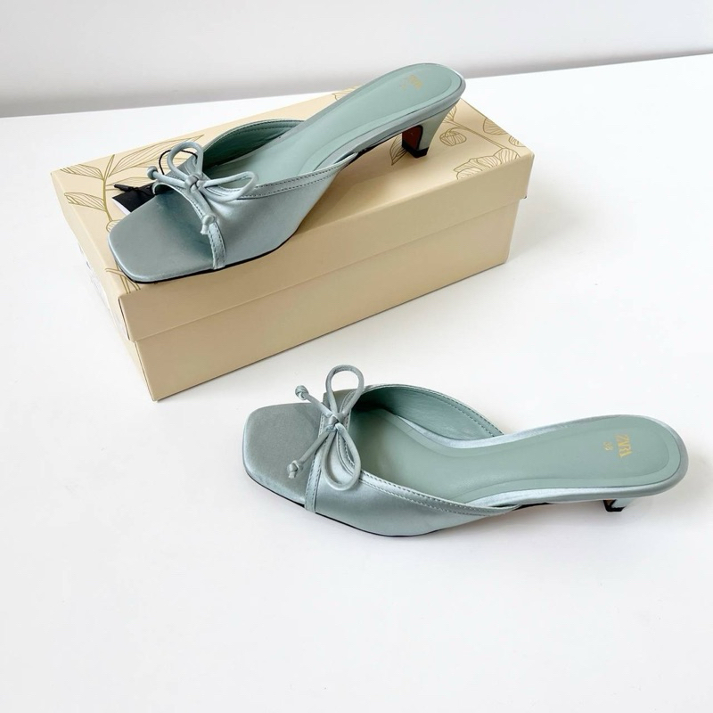Ribbon short heeled sandals 4cm by Zara high quality fashion shoes sandal wanita hak tinggi pesta ka