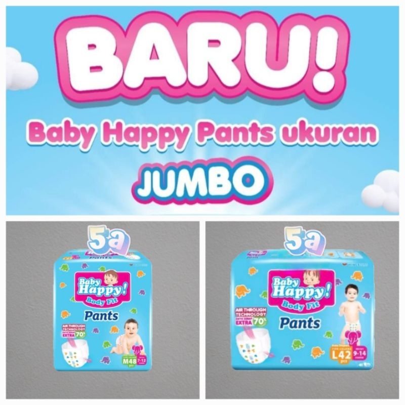 Baby Happy Pants Jumbo S56 M48 L42 XL38 XXL34 Popok Celana